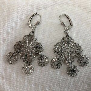 Vintage Silver Plated Fashion Earrings Chandelier Style w Lever Back Size OS
